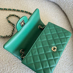 CHANEL Handbag 22A Green Mini Rectangular Lambskin Quilted LGHW - Redeluxe