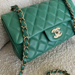 CHANEL Handbag 22A Green Mini Rectangular Lambskin Quilted LGHW - Redeluxe