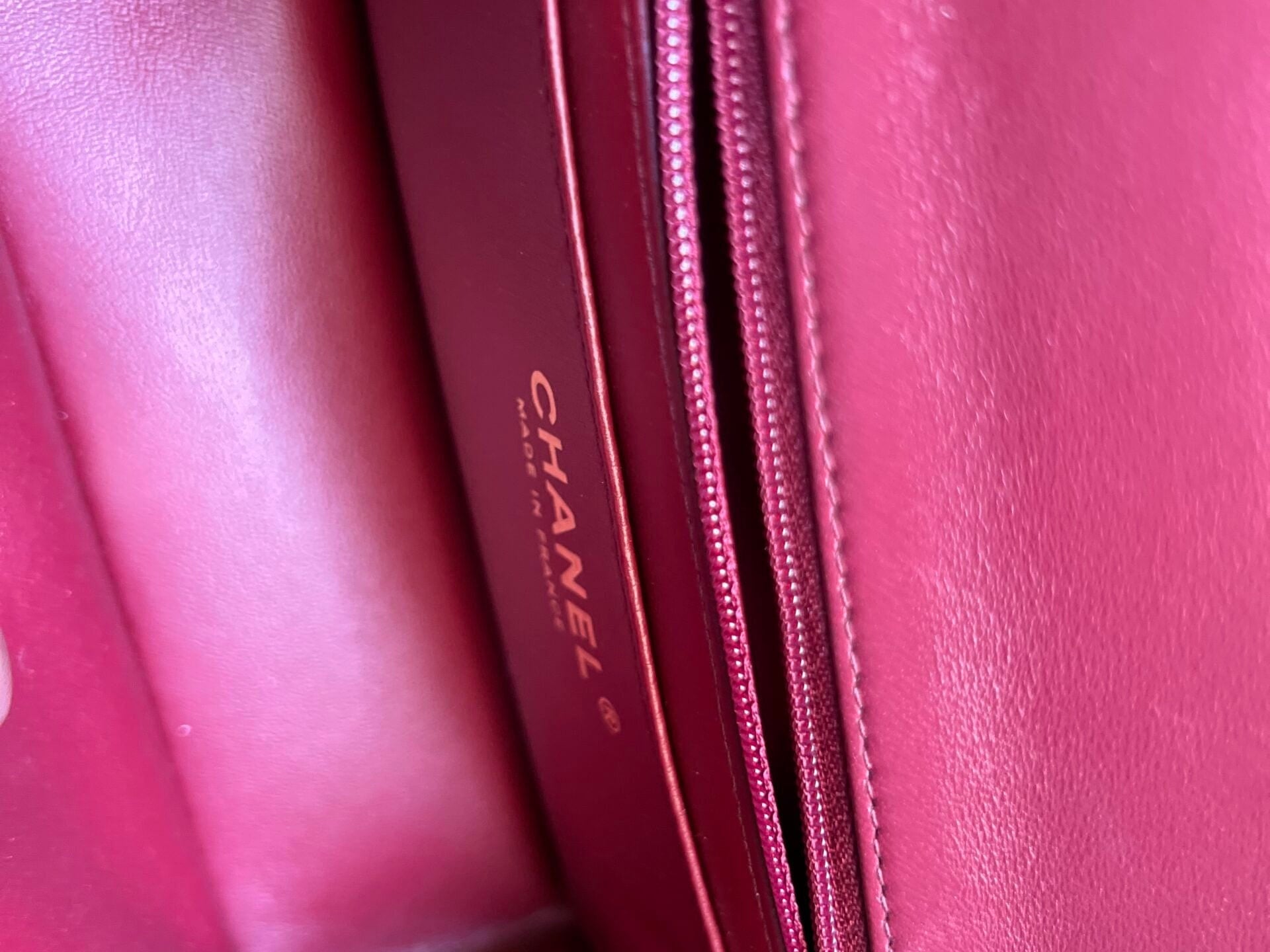 CHANEL Handbag 22A Mini Burgundy Lambskin Quilted Single Flap with Top handle Light Gold Hardware - Redeluxe