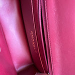CHANEL Handbag 22A Mini Burgundy Lambskin Quilted Single Flap with Top handle Light Gold Hardware - Redeluxe