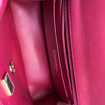 CHANEL Handbag 22A Mini Burgundy Lambskin Quilted Single Flap with Top handle Light Gold Hardware - Redeluxe