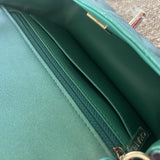 CHANEL Handbag 22A Mini Rectangular Iridescent Green Lambskin Quilted Single Flap LGHW - Redeluxe