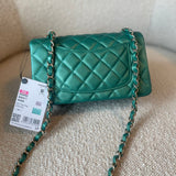 CHANEL Handbag 22A Mini Rectangular Iridescent Green Lambskin Quilted Single Flap LGHW - Redeluxe