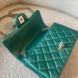 CHANEL Handbag 22A Mini Rectangular Iridescent Green Lambskin Quilted Single Flap LGHW - Redeluxe