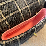 CHANEL Handbag 22A Navy Blue Ecru Tweed Quilted 19 Flap Small Mixed Hardware - Redeluxe