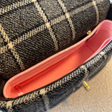 CHANEL Handbag 22A Navy Blue Ecru Tweed Quilted 19 Flap Small Mixed Hardware - Redeluxe