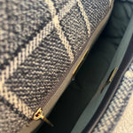 CHANEL Handbag 22A Navy Blue Ecru Tweed Quilted 19 Flap Small Mixed Hardware - Redeluxe