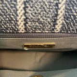 CHANEL Handbag 22A Navy Blue Ecru Tweed Quilted 19 Flap Small Mixed Hardware - Redeluxe