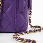 CHANEL Handbag 22A Purple Lambskin Quilted Vanity Case w/ Mirror Light Gold Hardware - Redeluxe