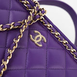 CHANEL Handbag 22A Purple Lambskin Quilted Vanity Case w/ Mirror Light Gold Hardware - Redeluxe