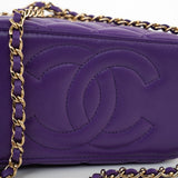 CHANEL Handbag 22A Purple Lambskin Quilted Vanity Case w/ Mirror Light Gold Hardware - Redeluxe