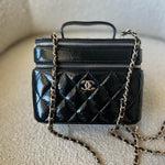 CHANEL Handbag 22B Black Shiny Lambskin Vanity with Chain LGHW - Redeluxe