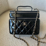 CHANEL Handbag 22B Black Shiny Lambskin Vanity with Chain LGHW - Redeluxe