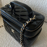 CHANEL Handbag 22B Black Shiny Lambskin Vanity with Chain LGHW - Redeluxe