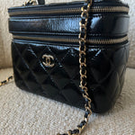CHANEL Handbag 22B Black Shiny Lambskin Vanity with Chain LGHW - Redeluxe