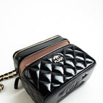 CHANEL Handbag 22B Black Shiny Lambskin Vanity with Chain LGHW - Redeluxe