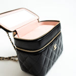 CHANEL Handbag 22B Black Shiny Lambskin Vanity with Chain LGHW - Redeluxe