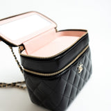 CHANEL Handbag 22B Black Shiny Lambskin Vanity with Chain LGHW - Redeluxe