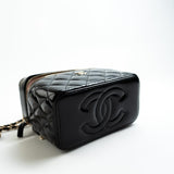CHANEL Handbag 22B Black Shiny Lambskin Vanity with Chain LGHW - Redeluxe
