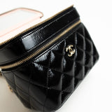 CHANEL Handbag 22B Black Shiny Lambskin Vanity with Chain LGHW - Redeluxe