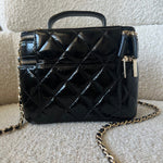 CHANEL Handbag 22B Black Shiny Lambskin Vanity with Chain LGHW - Redeluxe