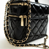 CHANEL Handbag 22B Black Shiny Lambskin Vanity with Chain LGHW - Redeluxe