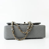 CHANEL Handbag 22B Grey Caviar Quilted Classic Flap Small Light Gold Hardware - Redeluxe