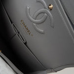 CHANEL Handbag 22B Grey Caviar Quilted Classic Flap Small Light Gold Hardware - Redeluxe
