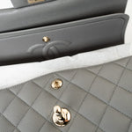 CHANEL Handbag 22B Grey Caviar Quilted Classic Flap Small Light Gold Hardware - Redeluxe