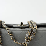 CHANEL Handbag 22B Grey Caviar Quilted Classic Flap Small Light Gold Hardware - Redeluxe