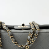 CHANEL Handbag 22B Grey Caviar Quilted Classic Flap Small Light Gold Hardware - Redeluxe