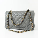 CHANEL Handbag 22B Grey Caviar Quilted Classic Flap Small Light Gold Hardware - Redeluxe