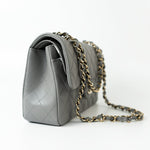 CHANEL Handbag 22B Grey Caviar Quilted Classic Flap Small Light Gold Hardware - Redeluxe