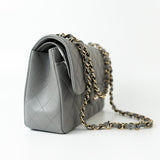 CHANEL Handbag 22B Grey Caviar Quilted Classic Flap Small Light Gold Hardware - Redeluxe