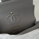 CHANEL Handbag 22B Grey Caviar Quilted Classic Flap Small Light Gold Hardware - Redeluxe