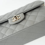 CHANEL Handbag 22B Grey Caviar Quilted Classic Flap Small Light Gold Hardware - Redeluxe