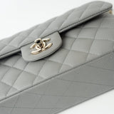 CHANEL Handbag 22B Grey Caviar Quilted Classic Flap Small Light Gold Hardware - Redeluxe
