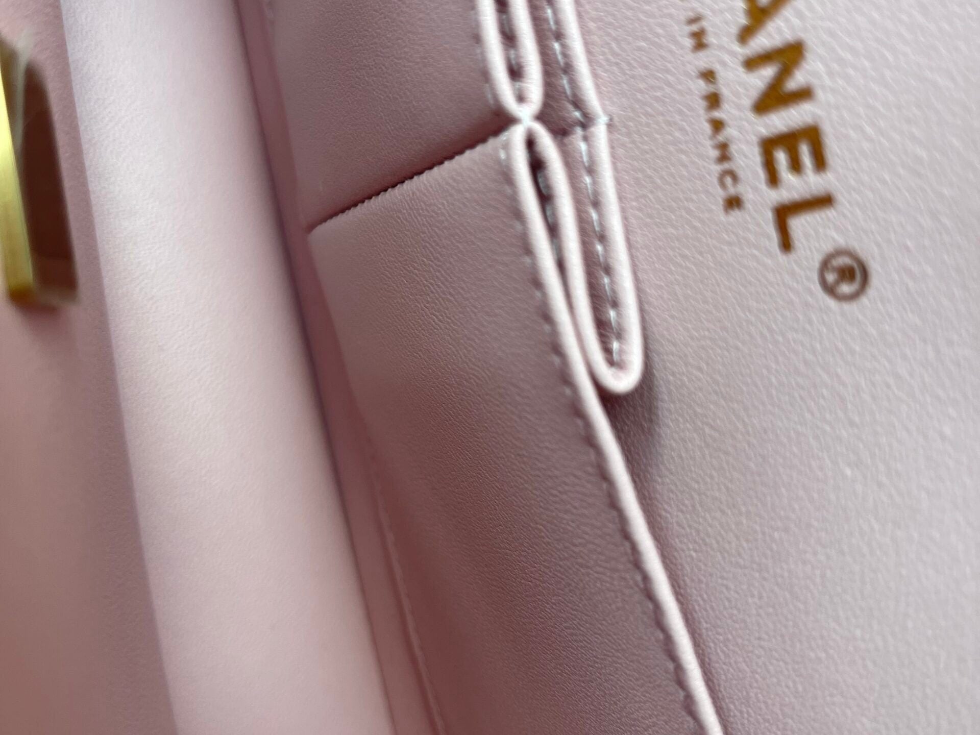CHANEL Handbag 22B Rose Claire/ light pink Caviar Quilted Classic Double Flap Medium Light Gold Hardware - Redeluxe