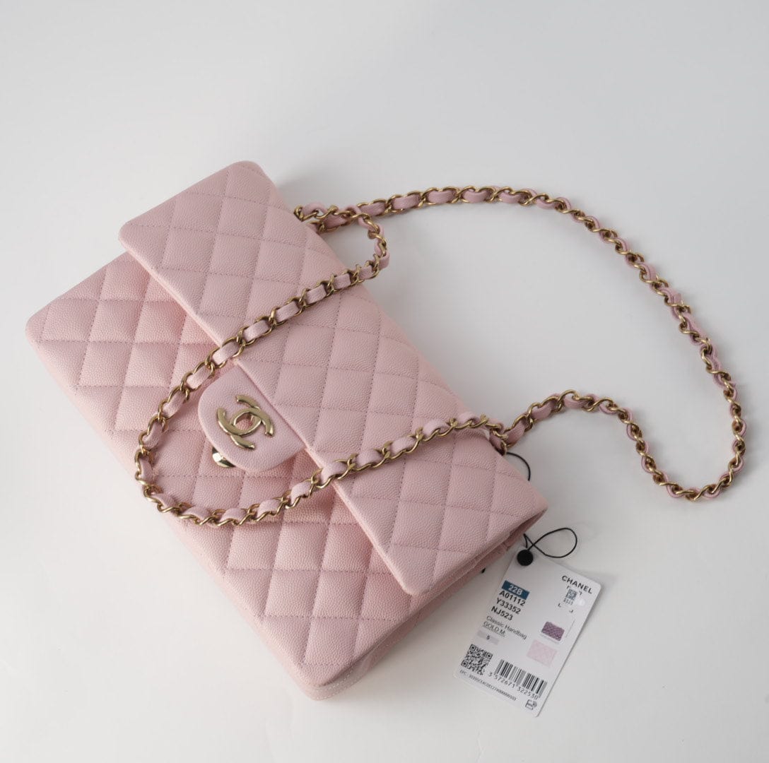 Buy 22B Rose Claire Caviar Quilted Classic Double Flap Medium