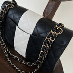 CHANEL Handbag 22C B&W Lambskin Quilted Classic Flap Medium LGHW - Redeluxe