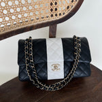 CHANEL Handbag 22C B&W Lambskin Quilted Classic Flap Medium LGHW - Redeluxe