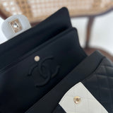 CHANEL Handbag 22C B&W Lambskin Quilted Classic Flap Medium LGHW - Redeluxe
