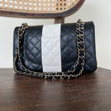 CHANEL Handbag 22C B&W Lambskin Quilted Classic Flap Medium LGHW - Redeluxe