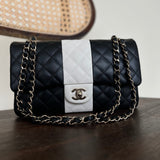 CHANEL Handbag 22C B&W Lambskin Quilted Classic Flap Medium LGHW - Redeluxe