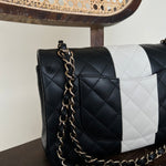 CHANEL Handbag 22C B&W Lambskin Quilted Classic Flap Medium LGHW - Redeluxe