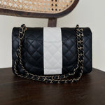 CHANEL Handbag 22C B&W Lambskin Quilted Classic Flap Medium LGHW - Redeluxe
