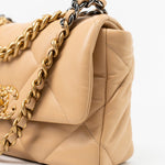 CHANEL Handbag 22C Beige Lambskin Quilted 19 Flap Small Mixed Hardware - Redeluxe