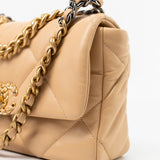 CHANEL Handbag 22C Beige Lambskin Quilted 19 Flap Small Mixed Hardware - Redeluxe