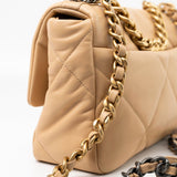 CHANEL Handbag 22C Beige Lambskin Quilted 19 Flap Small Mixed Hardware - Redeluxe