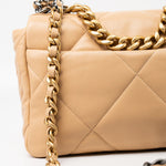 CHANEL Handbag 22C Beige Lambskin Quilted 19 Flap Small Mixed Hardware - Redeluxe
